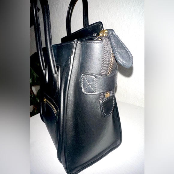 Celine micro luggage handbag - black drummed calfskin leather mini tote - Picture 9 of 16